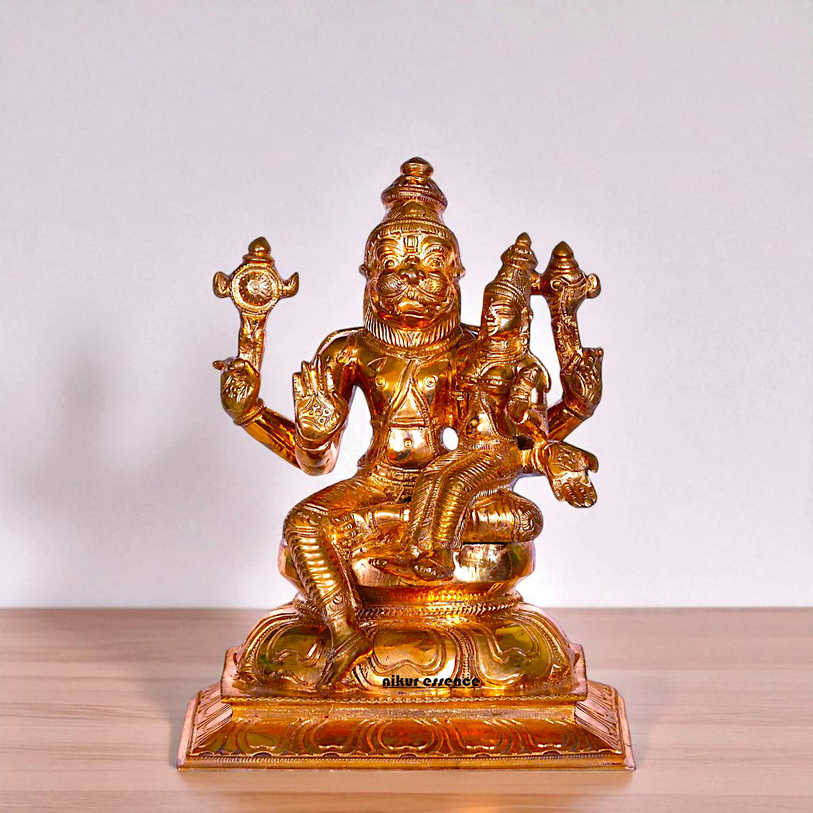 Narasimha seated with Lakshmi Panchaloha idol - 7 inches Nikuressence