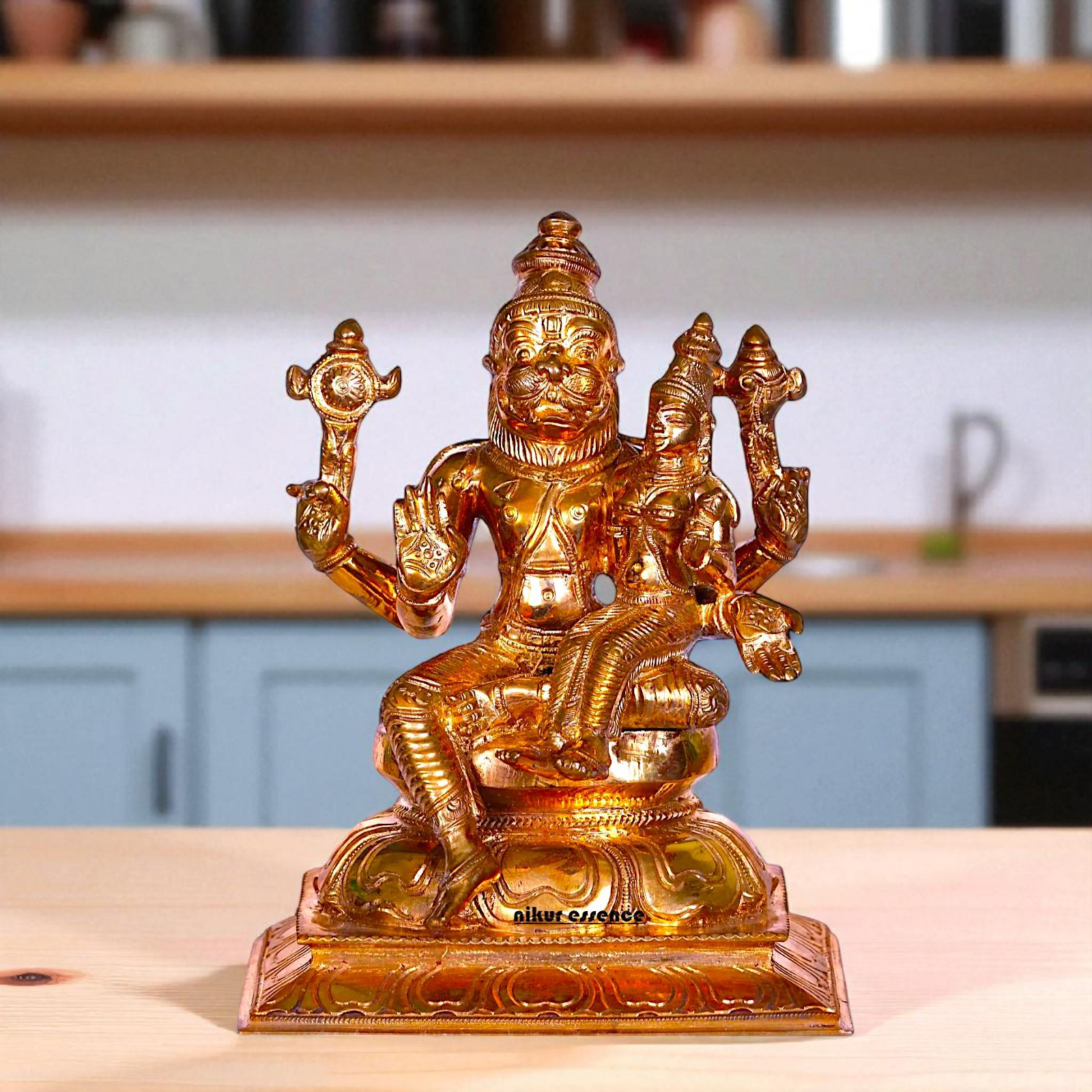 Narasimha seated with Lakshmi Panchaloha idol - 7 inches Nikuressence