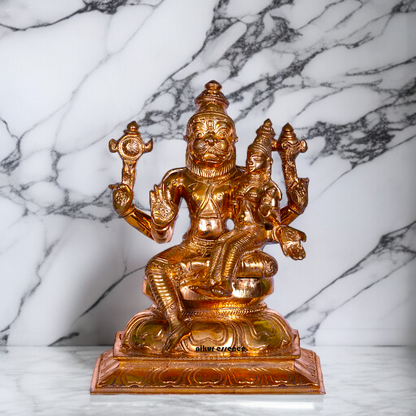 Narasimha seated with Lakshmi Panchaloha idol - 7 inches