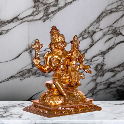 Narasimha seated with Lakshmi Panchaloha idol - 7 inches