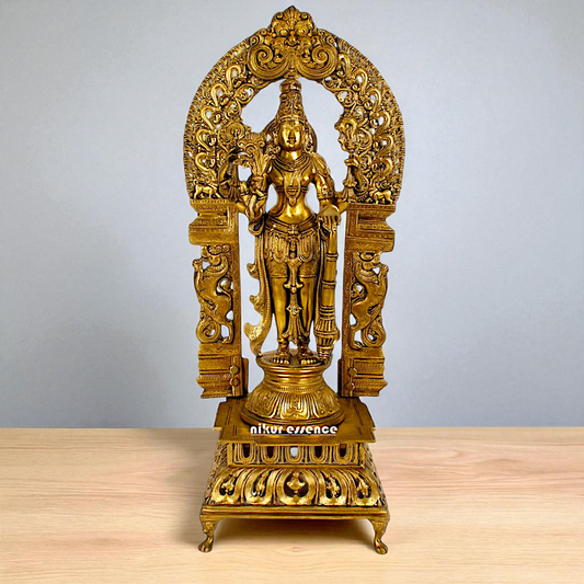 Large Vishnu with Kirtimukha Prabhavali Panchaloha statue - 39 inches Nikuressence