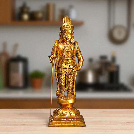 Panchaloha Kumara Kartikeya standing statue - 13 inches Nikuressence