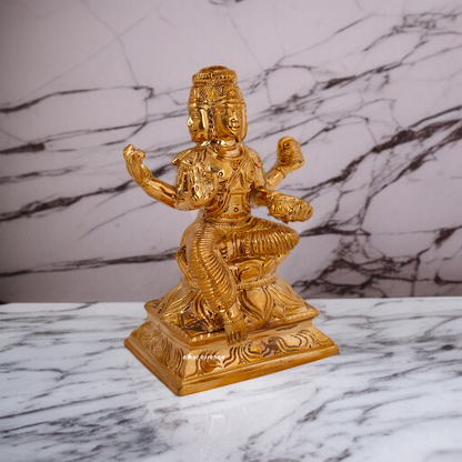 Brahma seated on Lotus Panchaloha idol - 4 inches