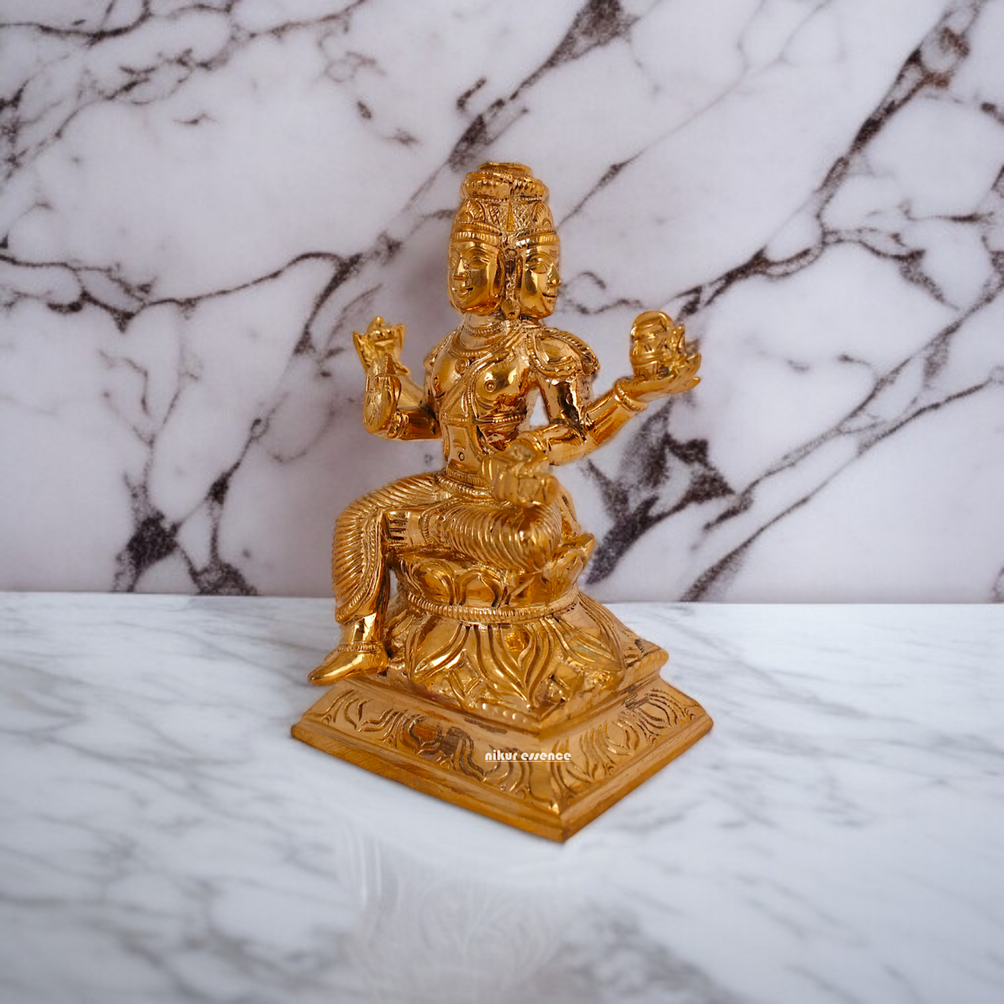 Brahma seated on Lotus Panchaloha idol - 4 inches