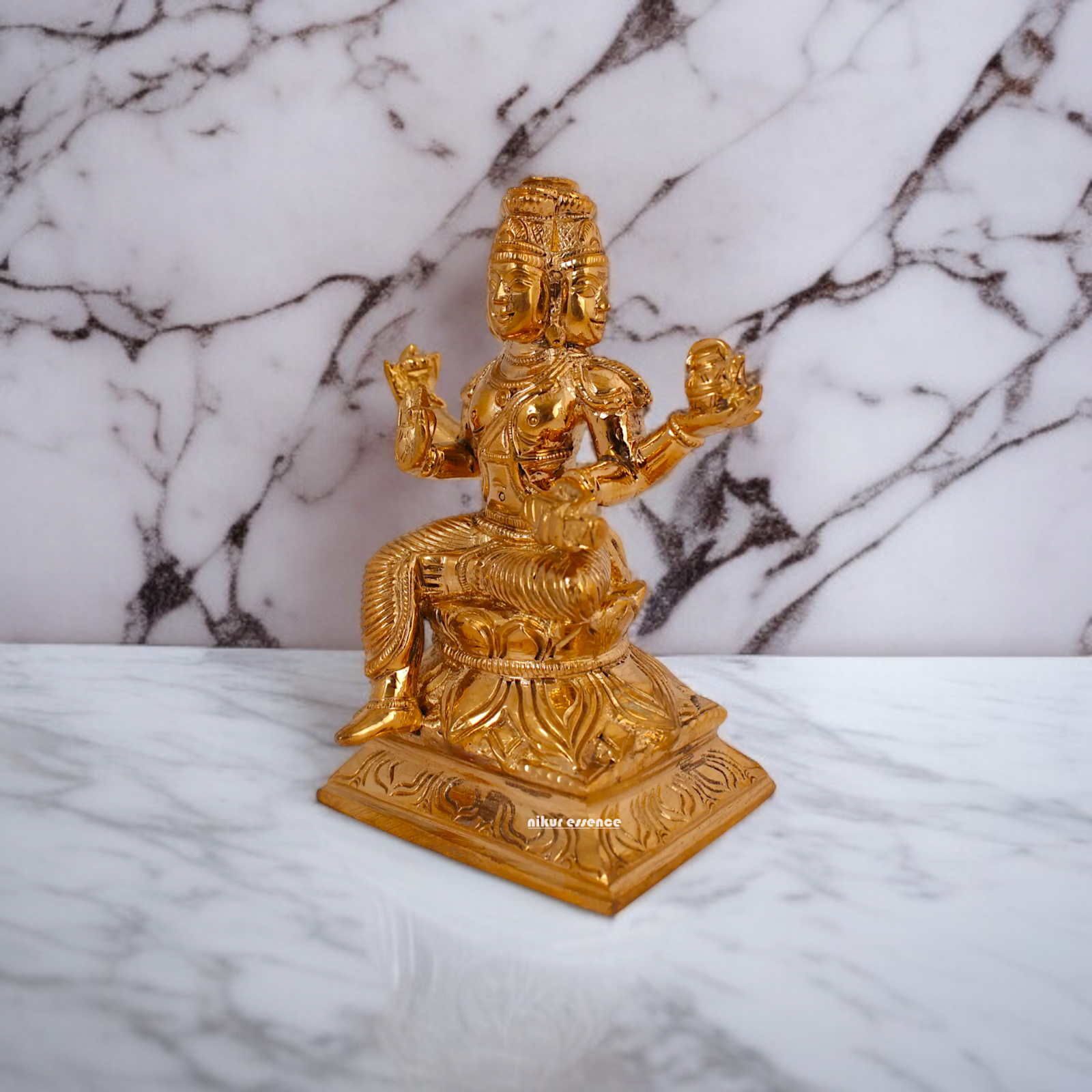 Brahma seated on Lotus Panchaloha idol - 4 inches