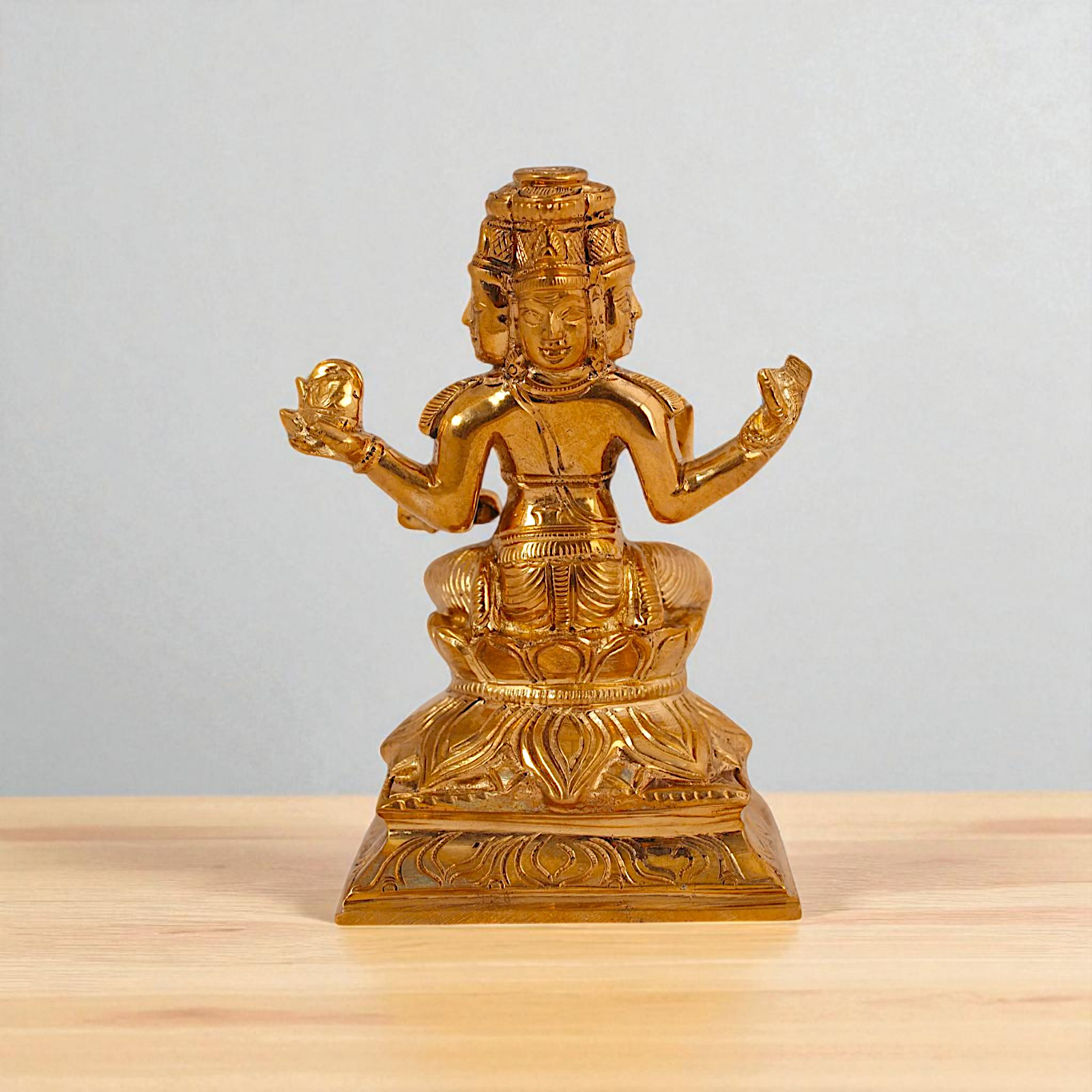 Brahma seated on Lotus Panchaloha idol - 4 inches Nikuressence