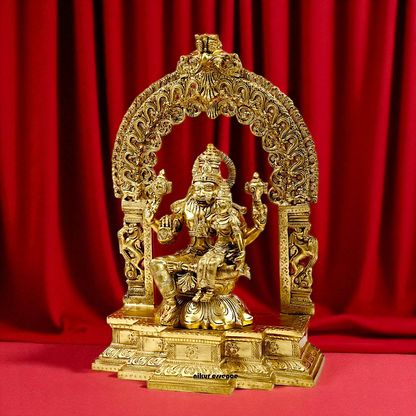 Narasimha with Lakshmi Panchaloha idol - 18 inches Nikuressence