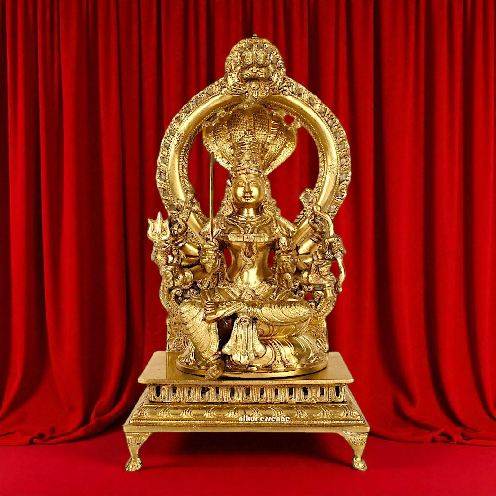 Goddess Ashtabhuja Dharini Devi Mariamman Panchaloha statue - 16 inches Nikuressence