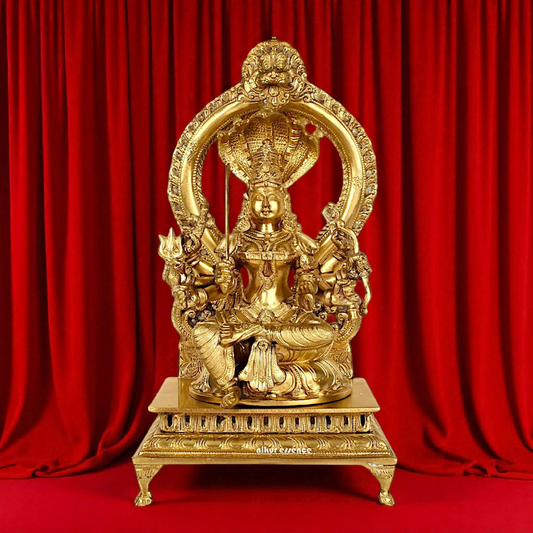 Goddess Ashtabhuja Dharini Devi Mariamman Panchaloha statue - 16 inches Nikuressence