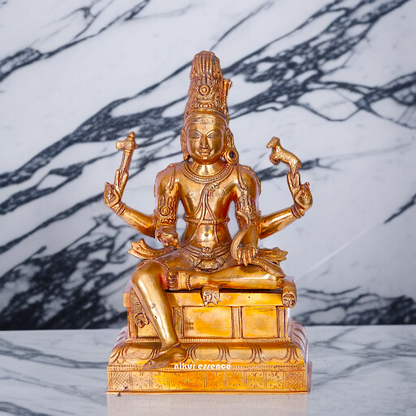 Shiva Blessing seated Panchaloha idol - 10 inches