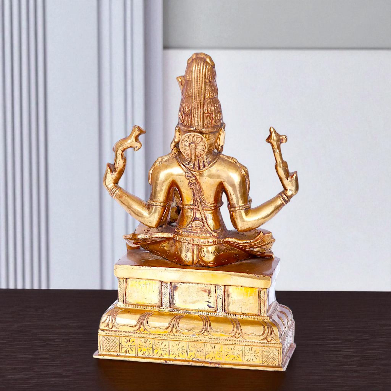 Shiva Blessing seated Panchaloha idol - 10 inches Nikuressence