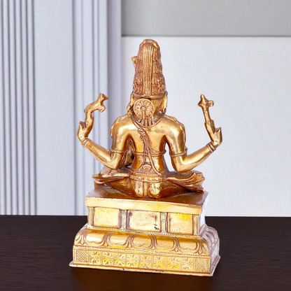 Shiva Blessing seated Panchaloha idol - 10 inches Nikuressence