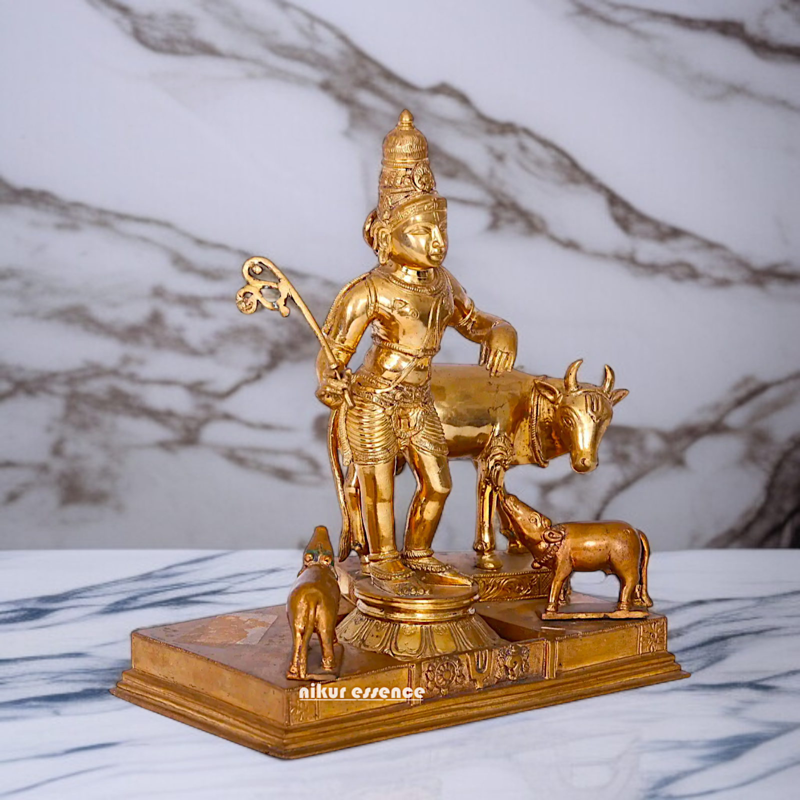 Rajagopala with cow Panchaloha idol - 10 inches