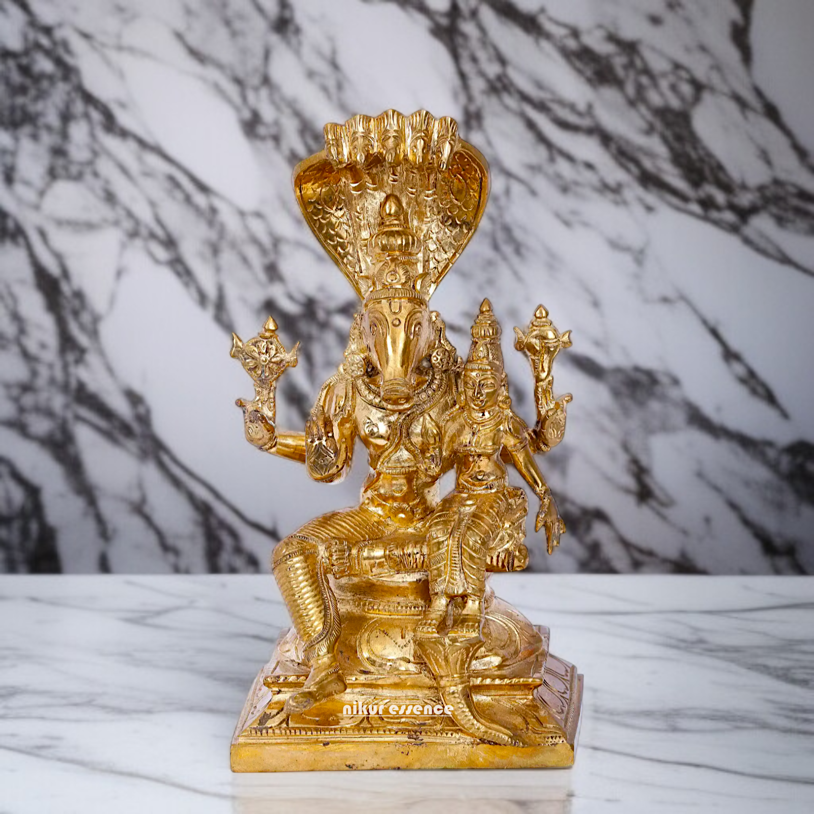 Varahi With Lakshmi seated Panchaloha idol - 10 inches