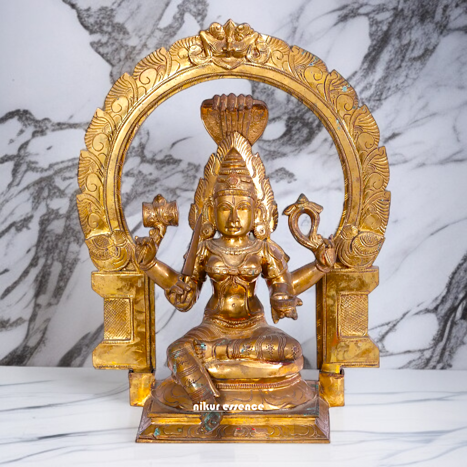 Mariamman Devi Blessing seated Panchaloha idol - 20 inches