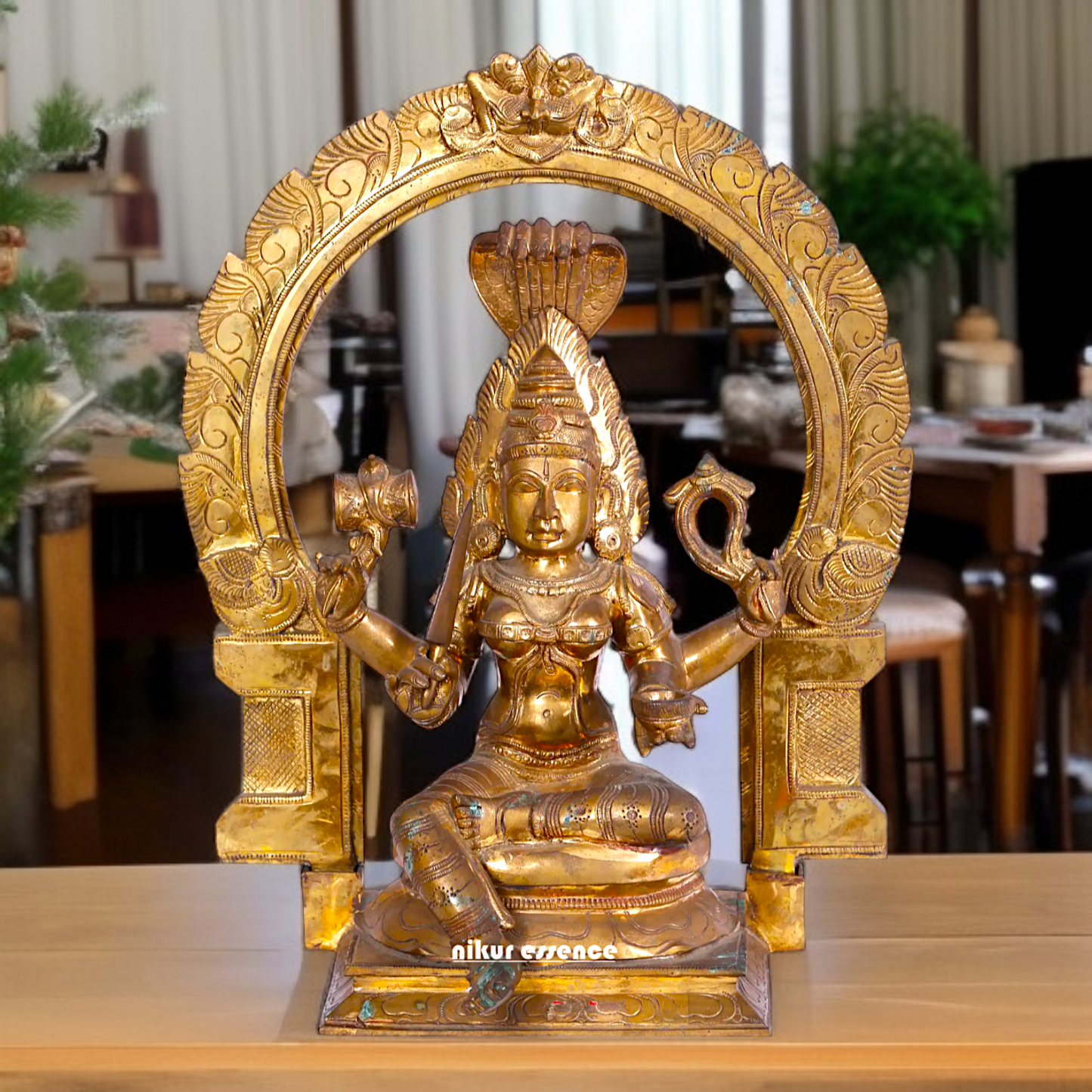 Mariamman Devi Blessing seated Panchaloha idol - 20 inches