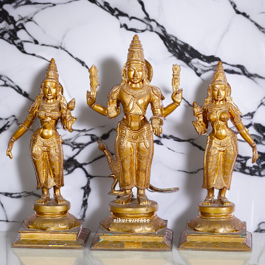 Subramanya Murugan swamy Devasena and Valli Panchaloha statue - 28 Inches