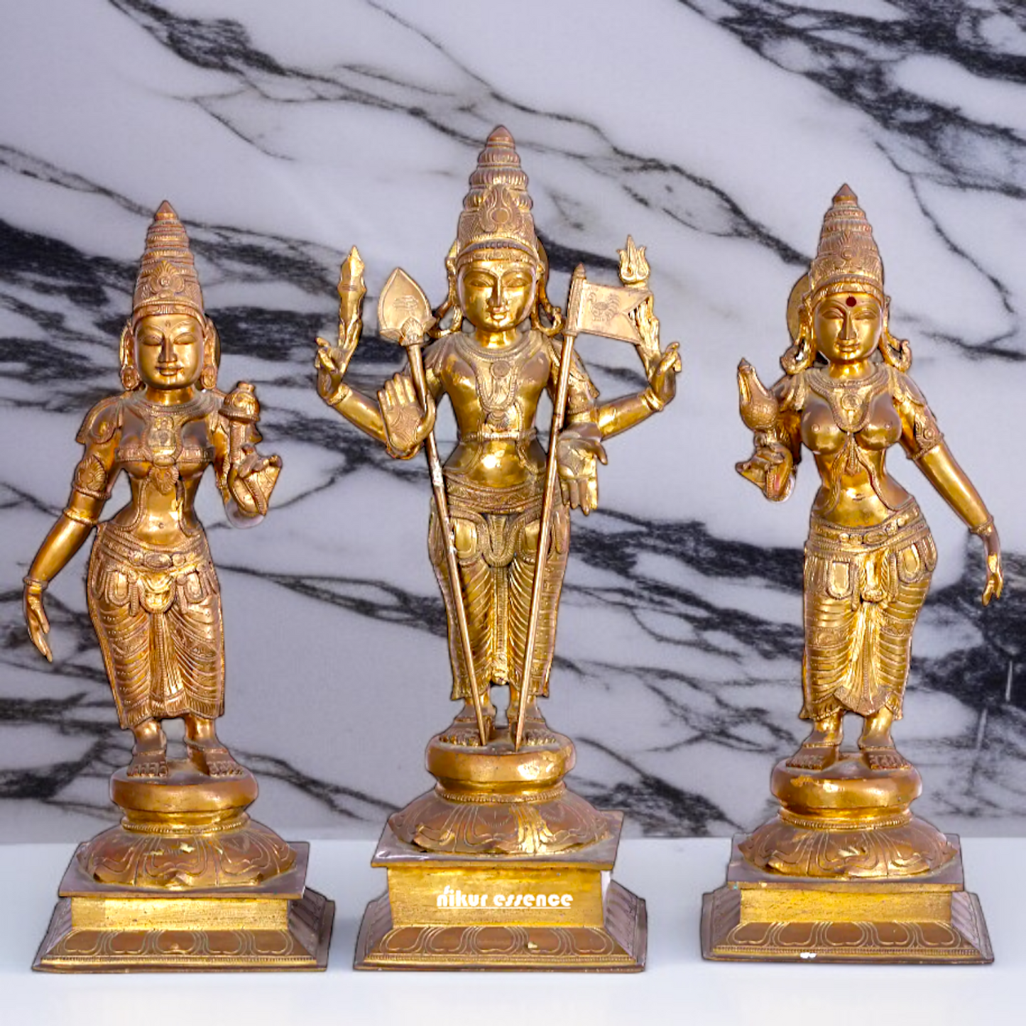 Large Murugan swamy Devasena and Valli Panchaloha statue - 22 Inches