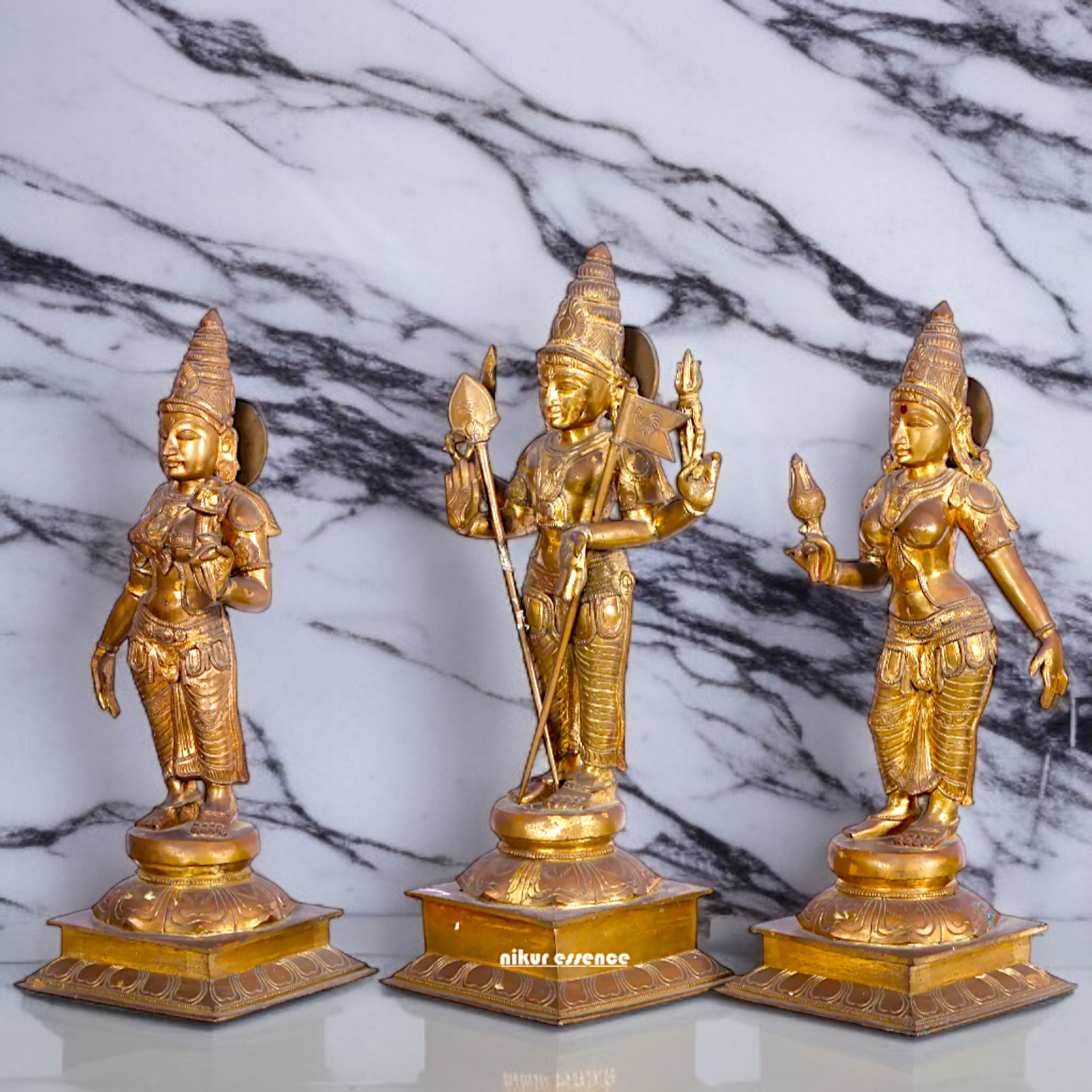 Large Murugan swamy Devasena and Valli Panchaloha statue - 22 Inches