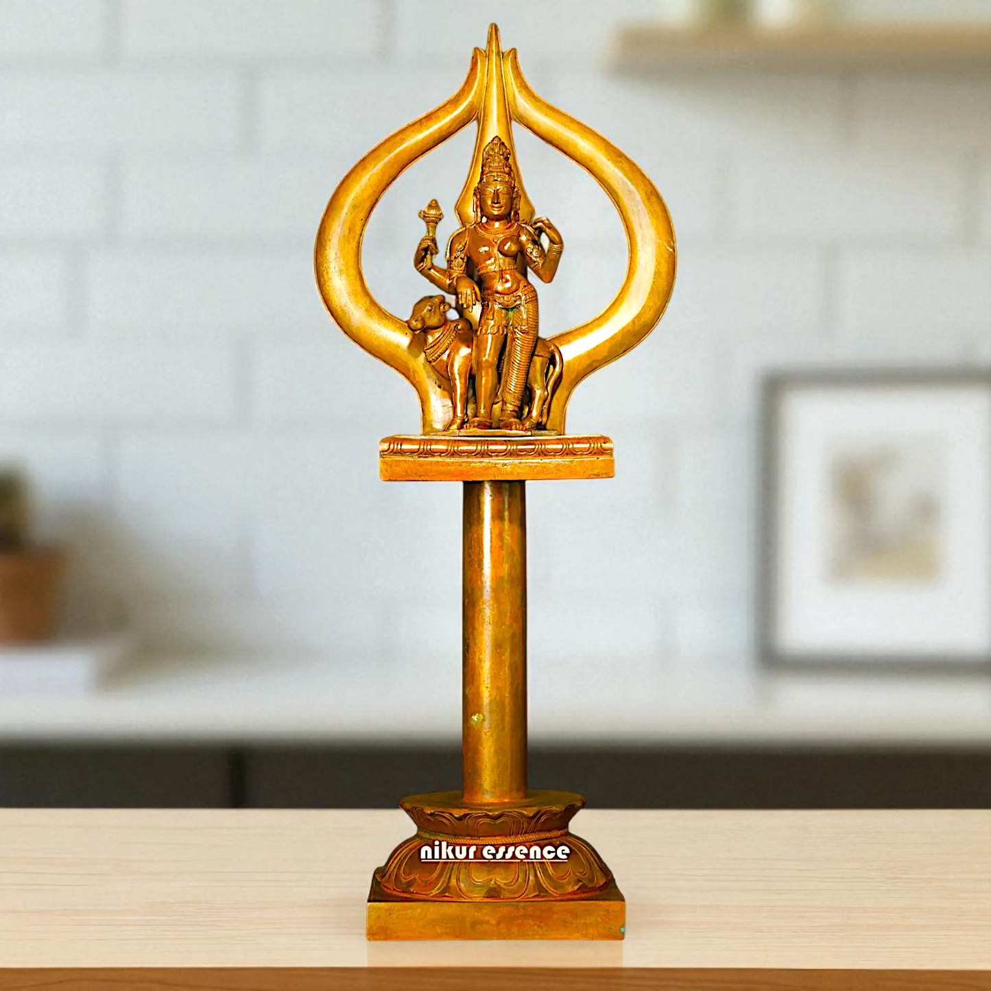 Panchaloha Trishul with Ardhanarishvara with Nandi statue - 24 Inches Nikuressence