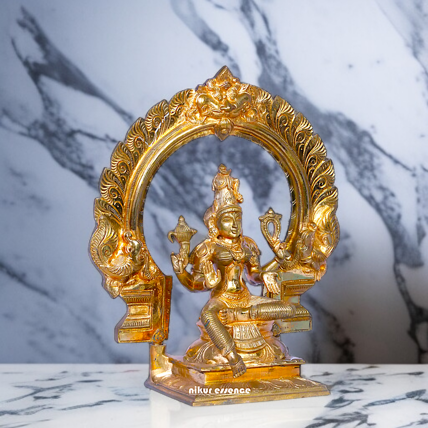 Goddess Bhuvaneshvari seated Panchaloha idol - 12 Inches