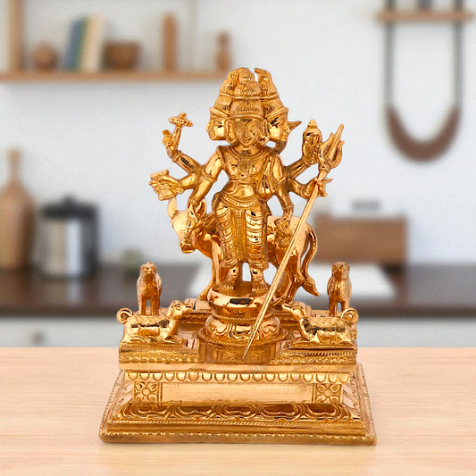 Dattatreya with Cow Panchaloha idol - 8 Inches Nikuressence
