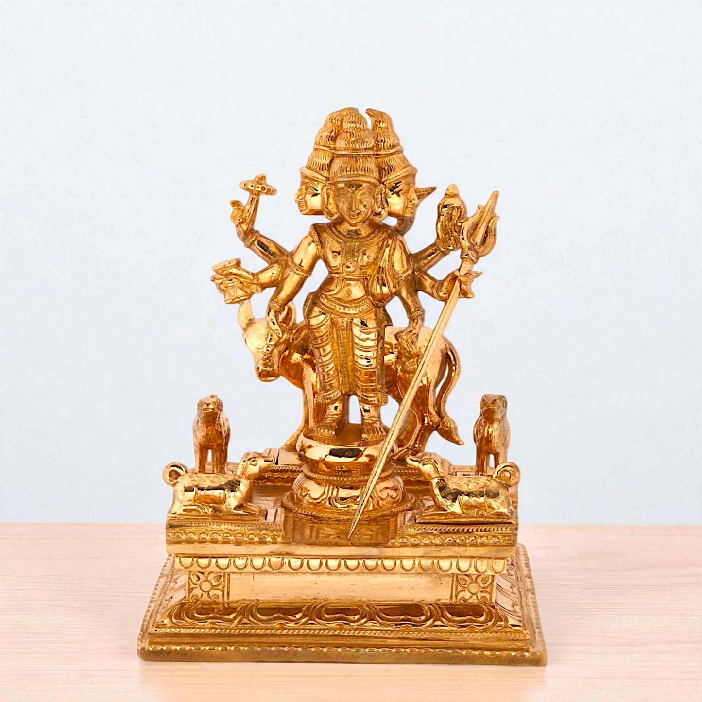 Dattatreya with Cow Panchaloha idol - 8 Inches Nikuressence