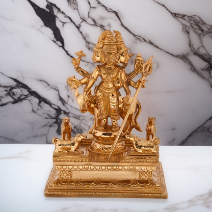 Dattatreya with Cow Panchaloha idol - 8 Inches