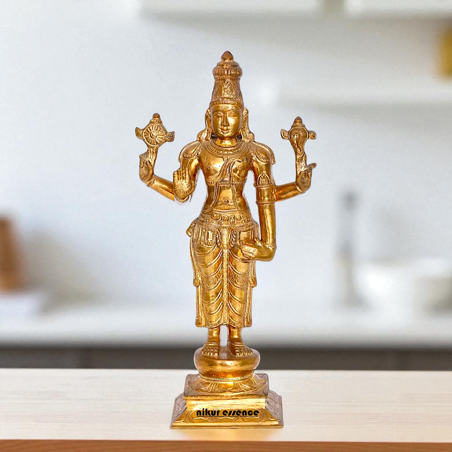 Vishnu God standing Blessing Panchaloha idol - 15 Inches Nikuressence