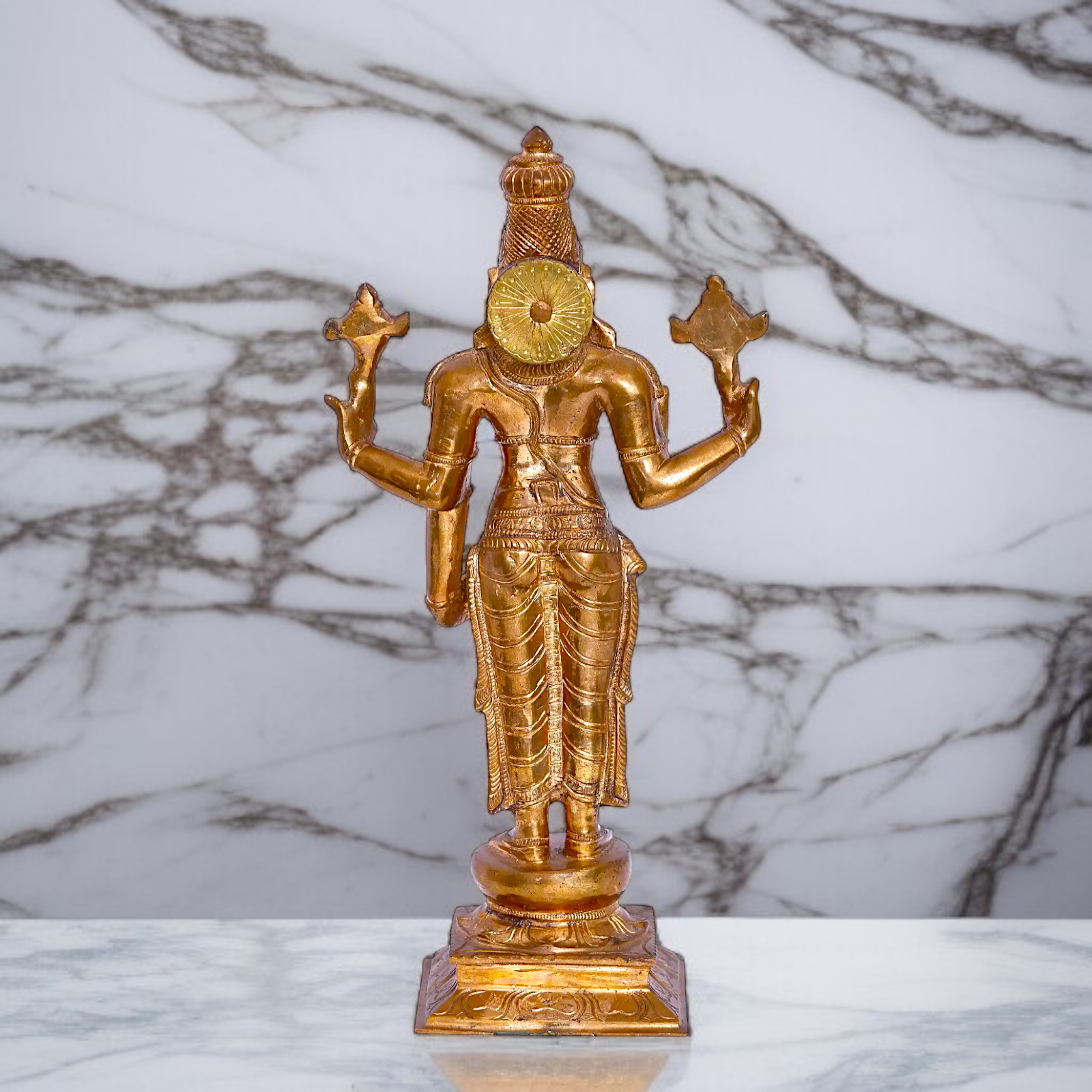 Vishnu God standing Blessing Panchaloha idol - 15 Inches