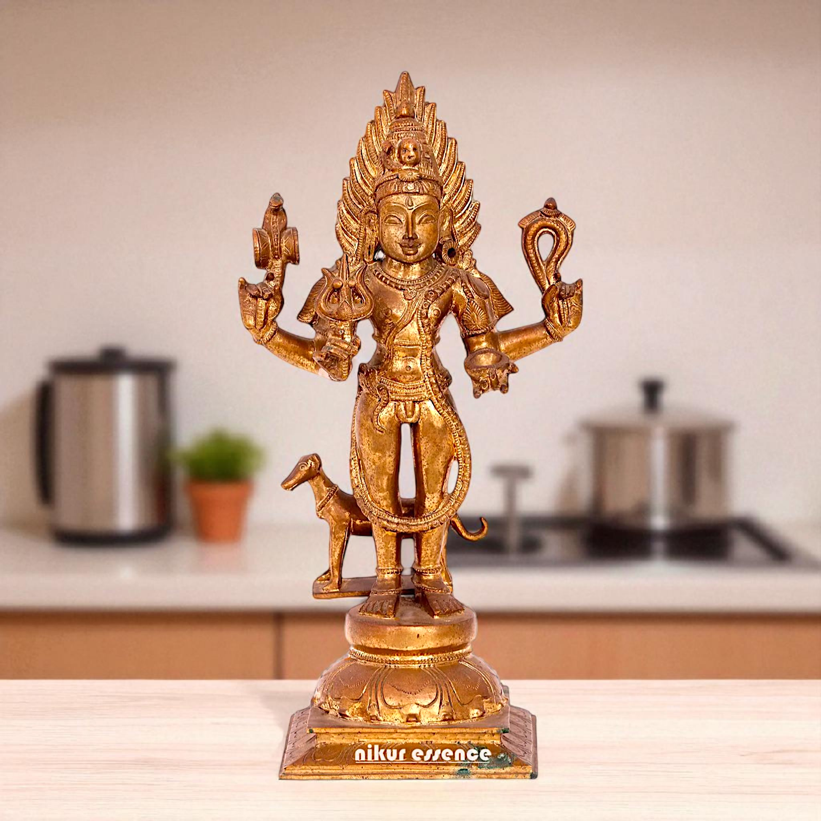 Kaal Bhairav with dog Panchaloha statue - 16 inches Nikuressence