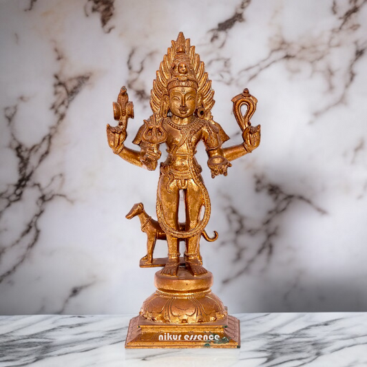 Kaal Bhairav with dog Panchaloha statue - 16 inches