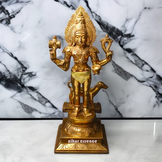 Shiva Kaal Bhairav with Four Armed and dog Panchaloha Idol - 23 inches