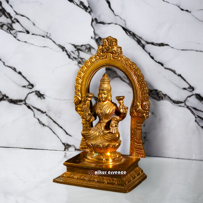 Goddess Lakshmi Mata seated on throne Panchaloha Idol - 7 inches