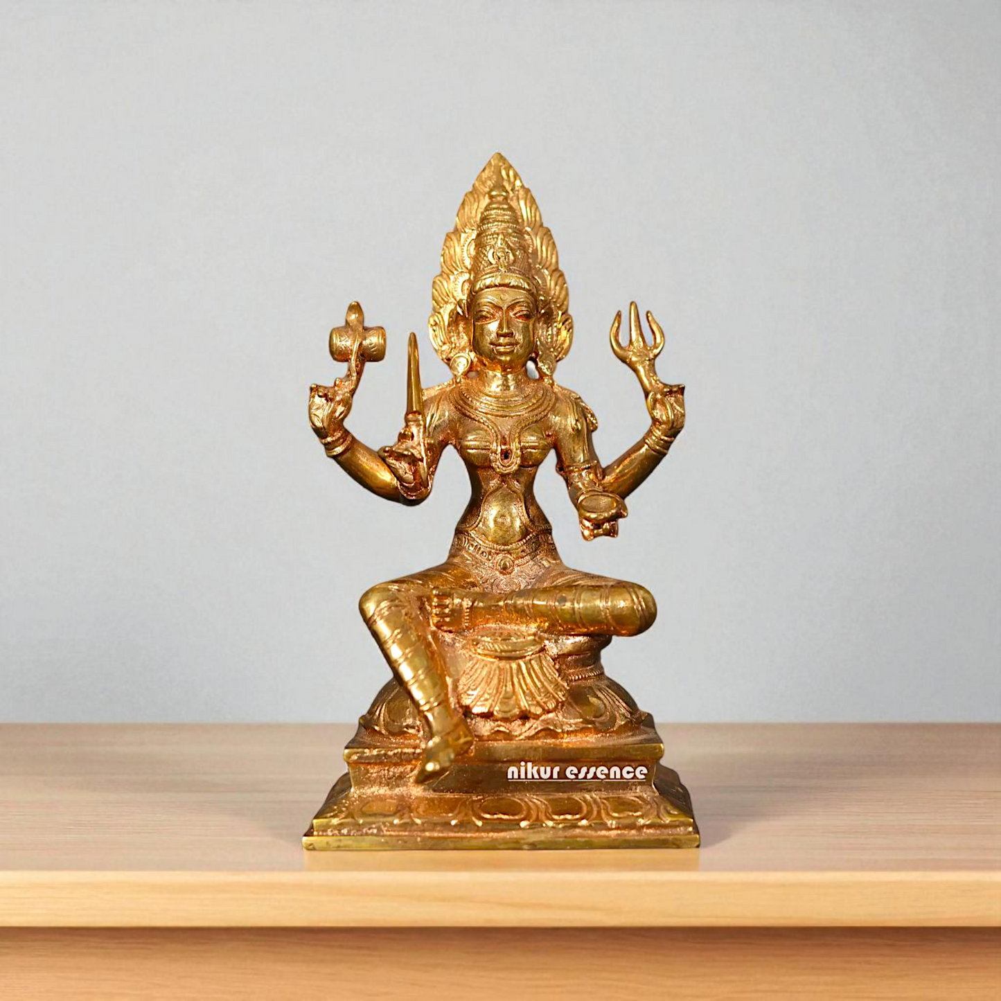 Mariamman Mata seated on throne Panchaloha Idol - 6 inches Nikuressence