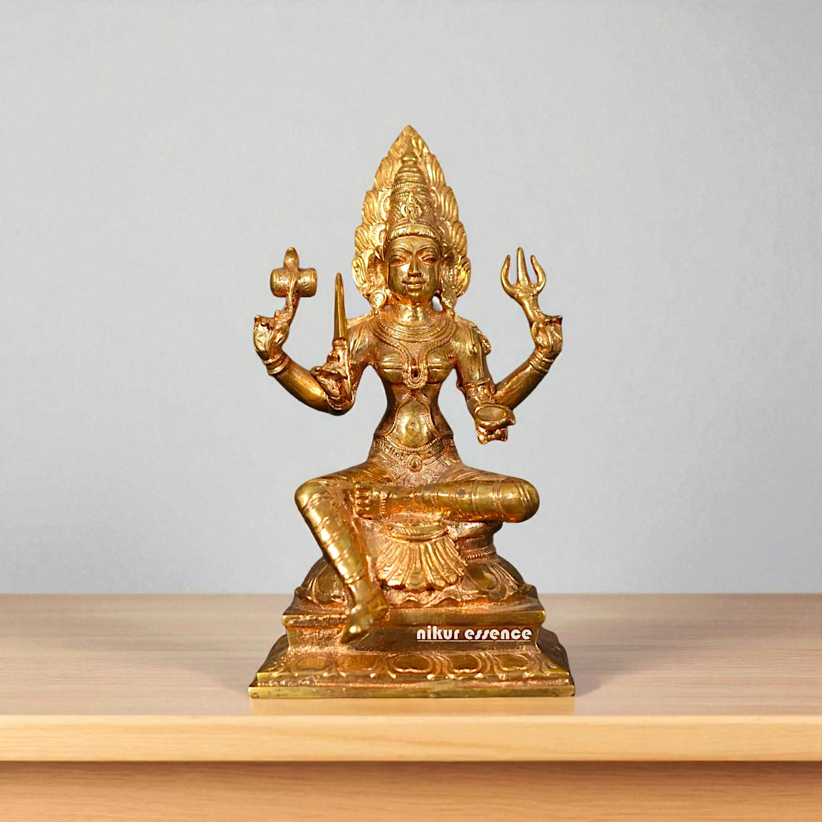 Mariamman Mata seated on throne Panchaloha Idol - 6 inches Nikuressence