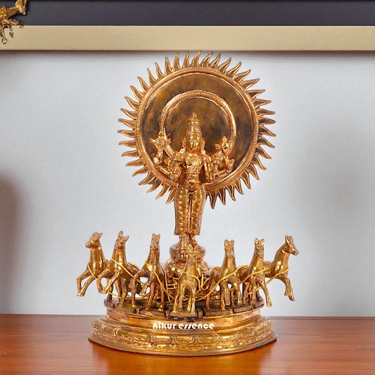 Panchaloha Surya Vishnu Swami with Rath idol - 1 Feet Nikuressence