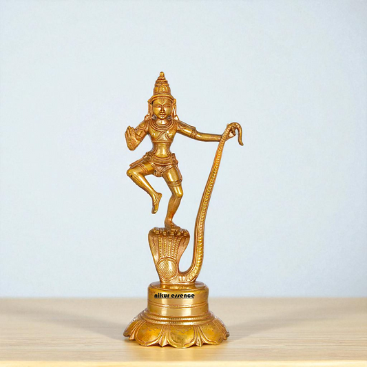 Kaliya Naag Krishna blessing Panchaloha idol - 8 Inches Nikuressence