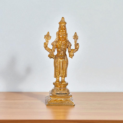 Dhanvantari Vishnu standing Panchaloha idol - 6 Inches Nikuressence
