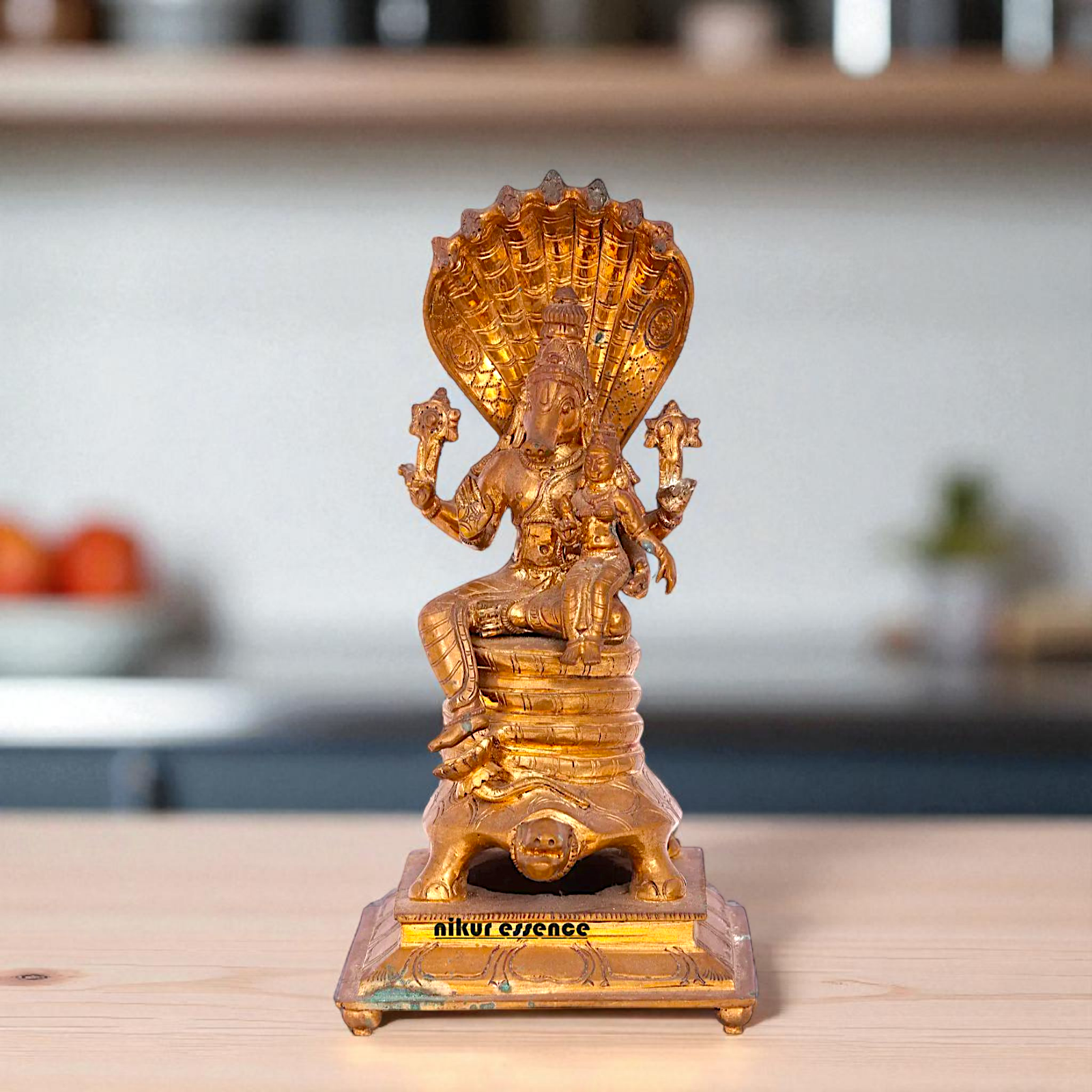 Varaha seated with Lakshmi Panchaloha idol - 12 Inches Nikuressence