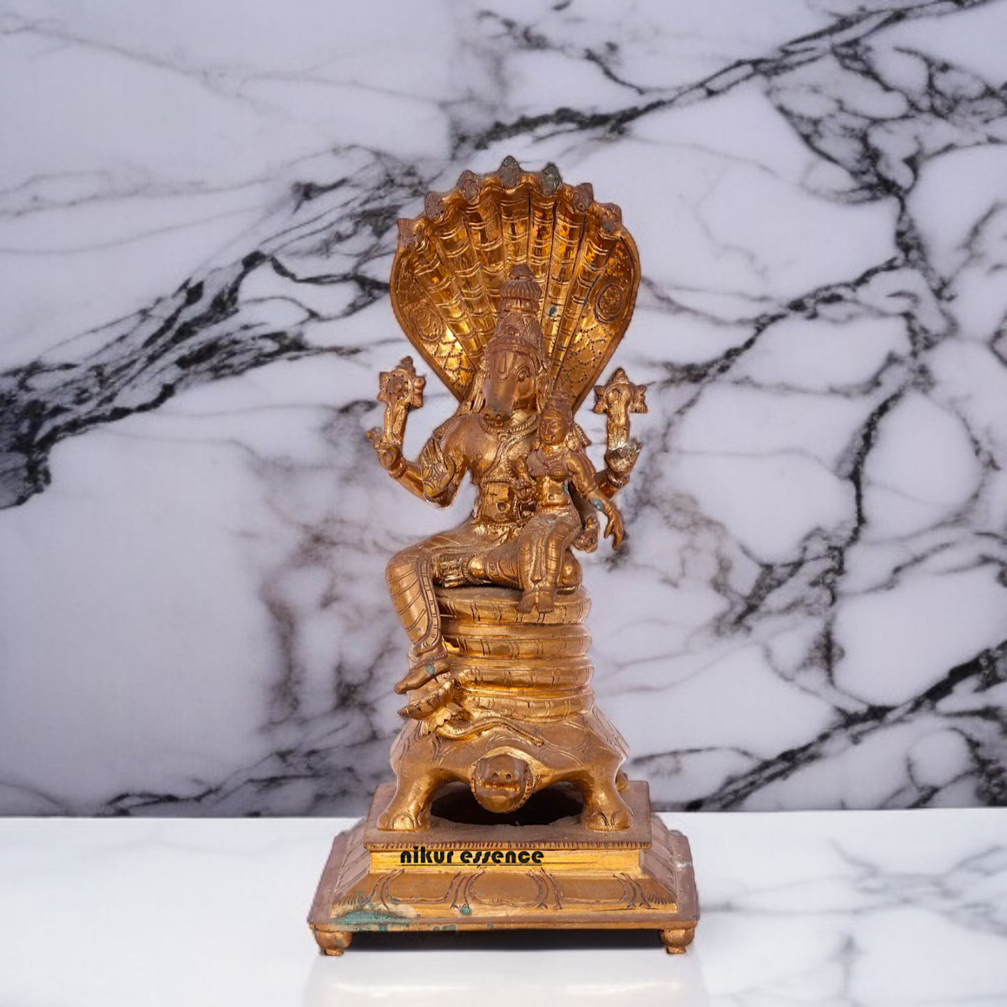 Varaha seated with Lakshmi Panchaloha idol - 12 Inches