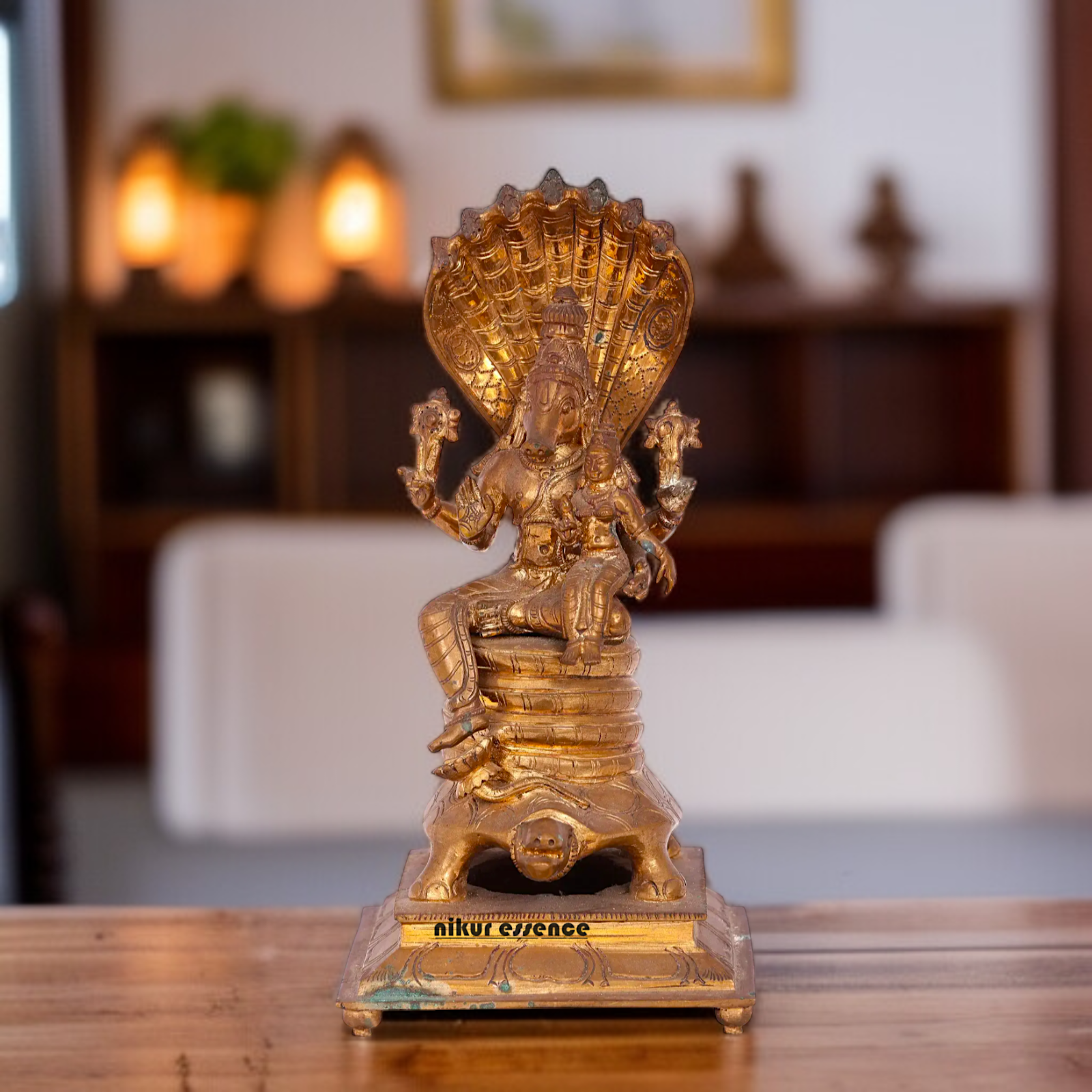 Varaha seated with Lakshmi Panchaloha idol - 12 Inches