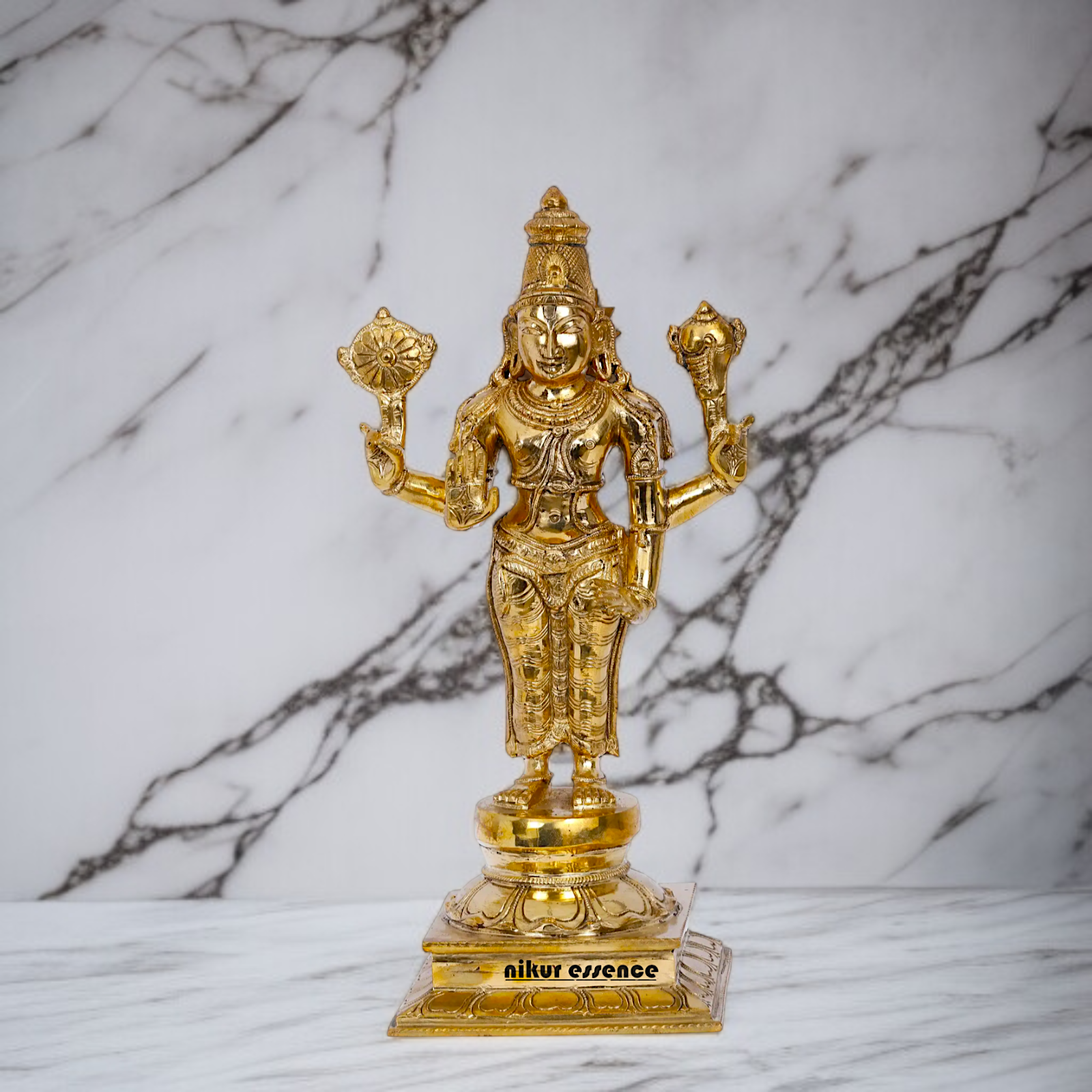 Vishnu Bhagwan with four Armed Panchaloha Idol- 13 Inches