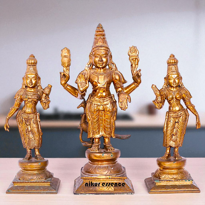 Big Kartikeya with Goddess Devasena and Valli Blessing standing Panchaloha Idol- 20 Inches Nikuressence