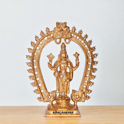 Panchaloha Vishnu Blessing with Four Armed standing idol - 9 Inches Nikuressence