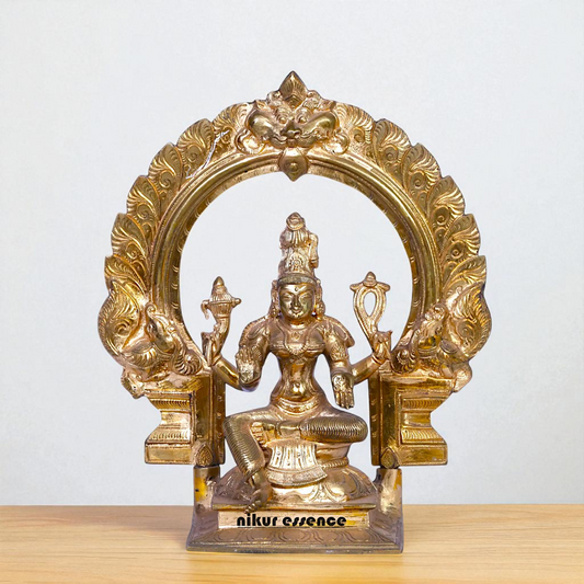 Panchaloha Bhuvaneshvari Devi on throne idol - 12 Inches Nikuressence