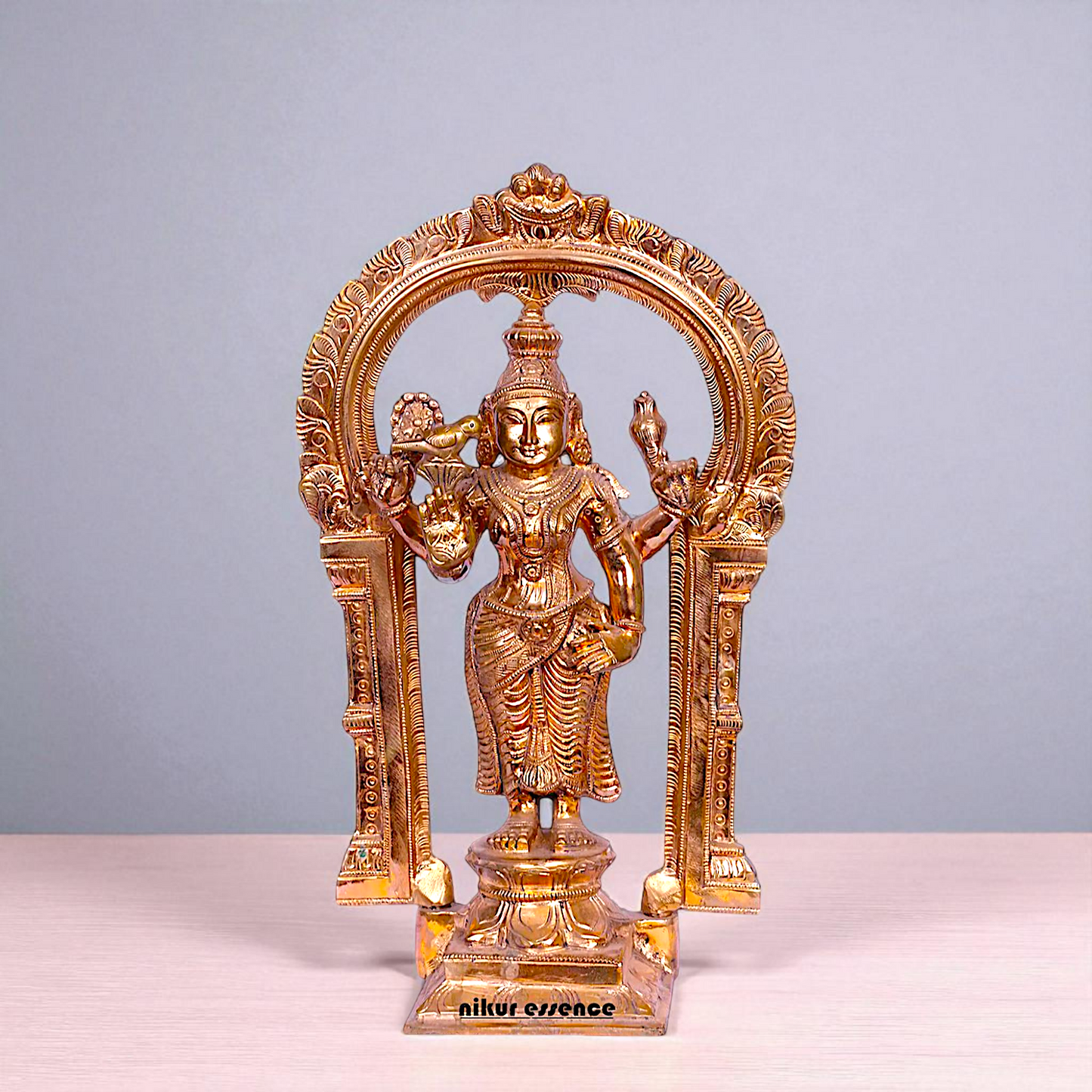 Panchaloha Meenakshi standing with Four Armed idol - 14 Inches Nikuressence