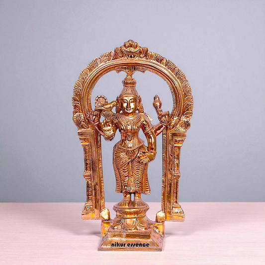 Panchaloha Meenakshi standing with Four Armed idol - 14 Inches Nikuressence