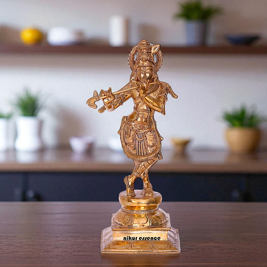 Panchaloha Krishna standing with Playing Flute idol - 13 Inches Nikuressence