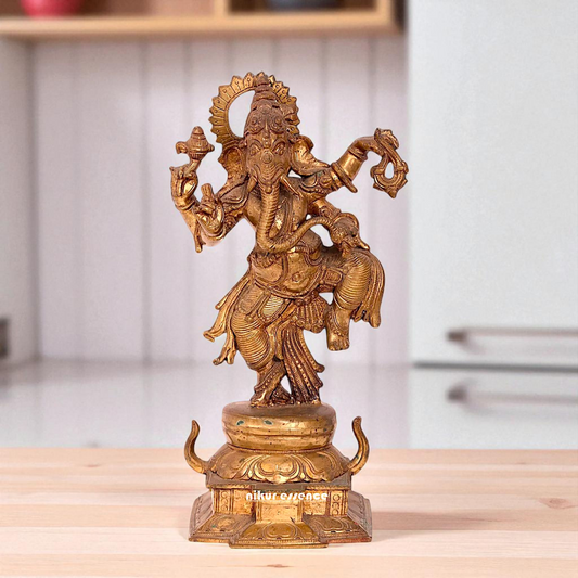 Panchaloha Ganesha dancing statue - 14 Inches Nikuressence